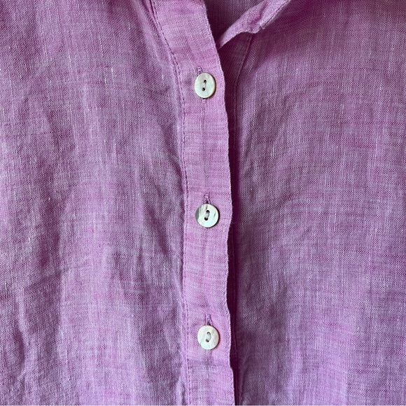 J. Jill Love Lilac Linen Tiered Tunic 3/4 Button Shirt - Picture 5 of 12
